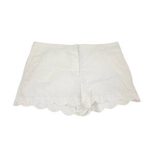 Loft Womens Shorts 16 Riviera Chino Solid White Scallop Hem Preppy